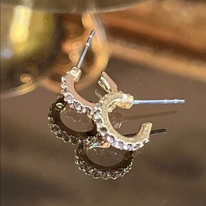 Tiny Channel Set Crystal Hoop Earrings